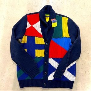 Tommy Hilfiger Sail Design Print Thick Cardigan Size L NWT